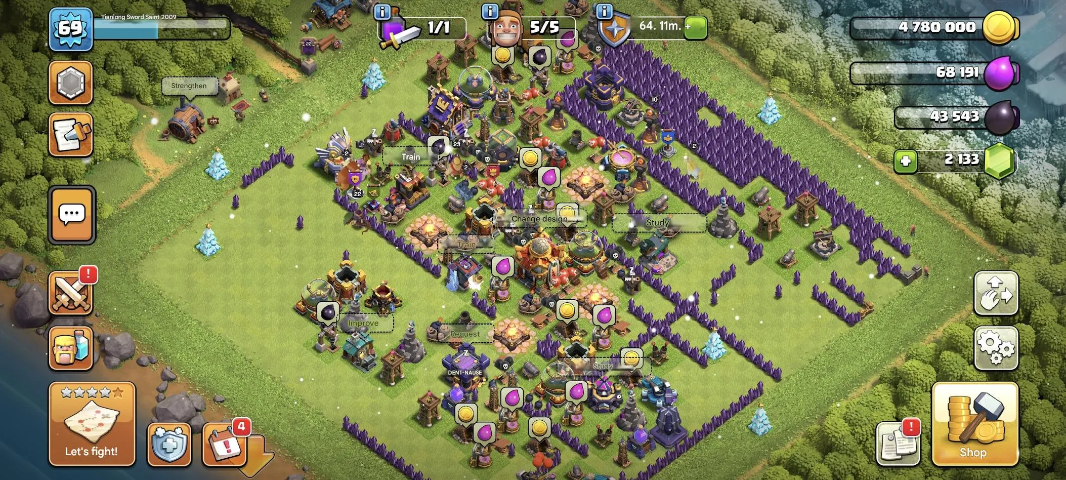 COC572 TH16 Heroes 23/22/15/12/10 5 Builders 2000 Gems Lots of Items Nickname Change 
